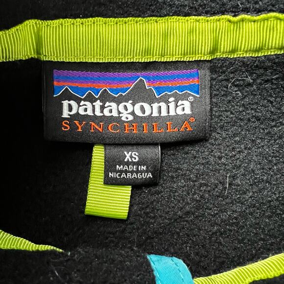 Patagonia Synchilla Black Teal Snap-T Pullover Fleece Women's Size X-Small - Picture 5 of 7